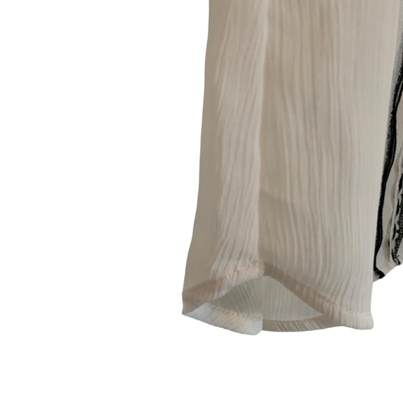 CANDIE’S Blouse Semi Sheer Ivory Lace Black Buttons and Accents Long Sleeve - Picture 6 of 15